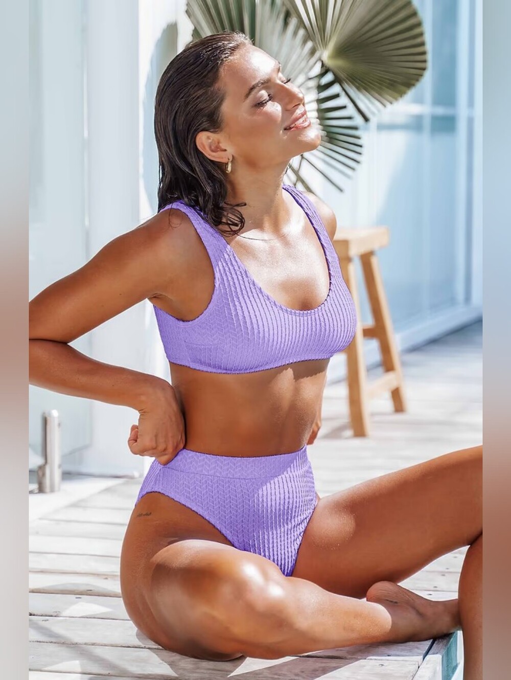Cutie Textured Scoop Bralette & Cheeky High Waist Bikini Set 💥 BRAND NEW 💥
